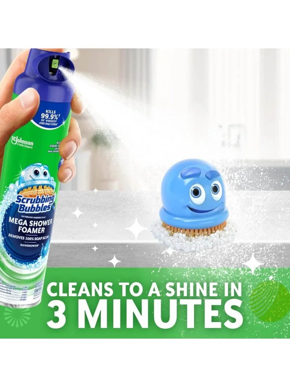 Powerful Bathroom & Shower Foamer, Rainshower Scent, 20oz (2-Pack) - Deep Clean!